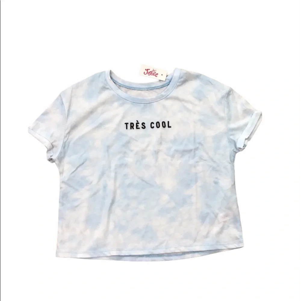 Justice Blue & White Tie Dye Tres Cool‎ Tee 12 NWT